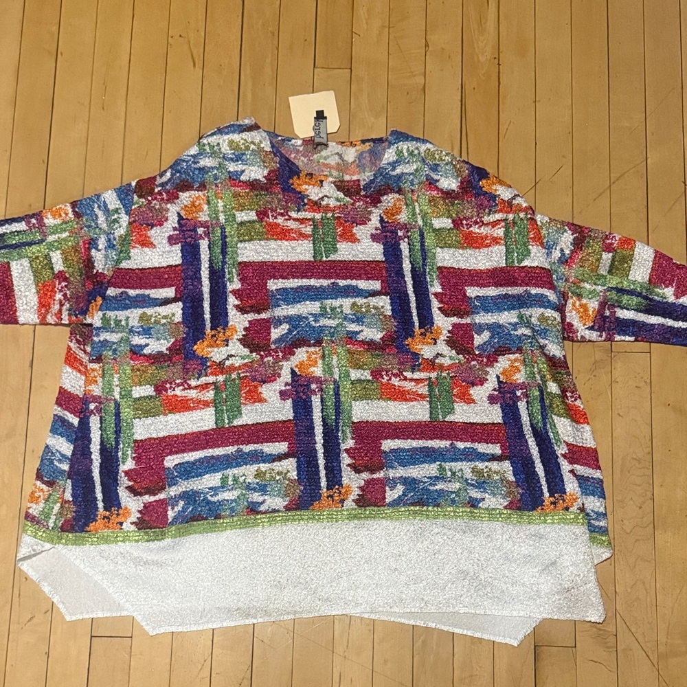 Colorful Abstract Print Sequin Top